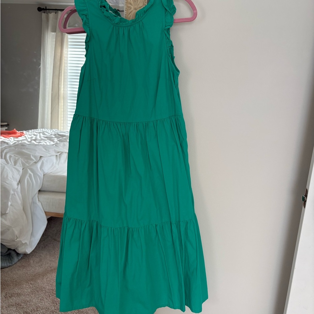 J. Crew Teal Ruffle Detail Dress